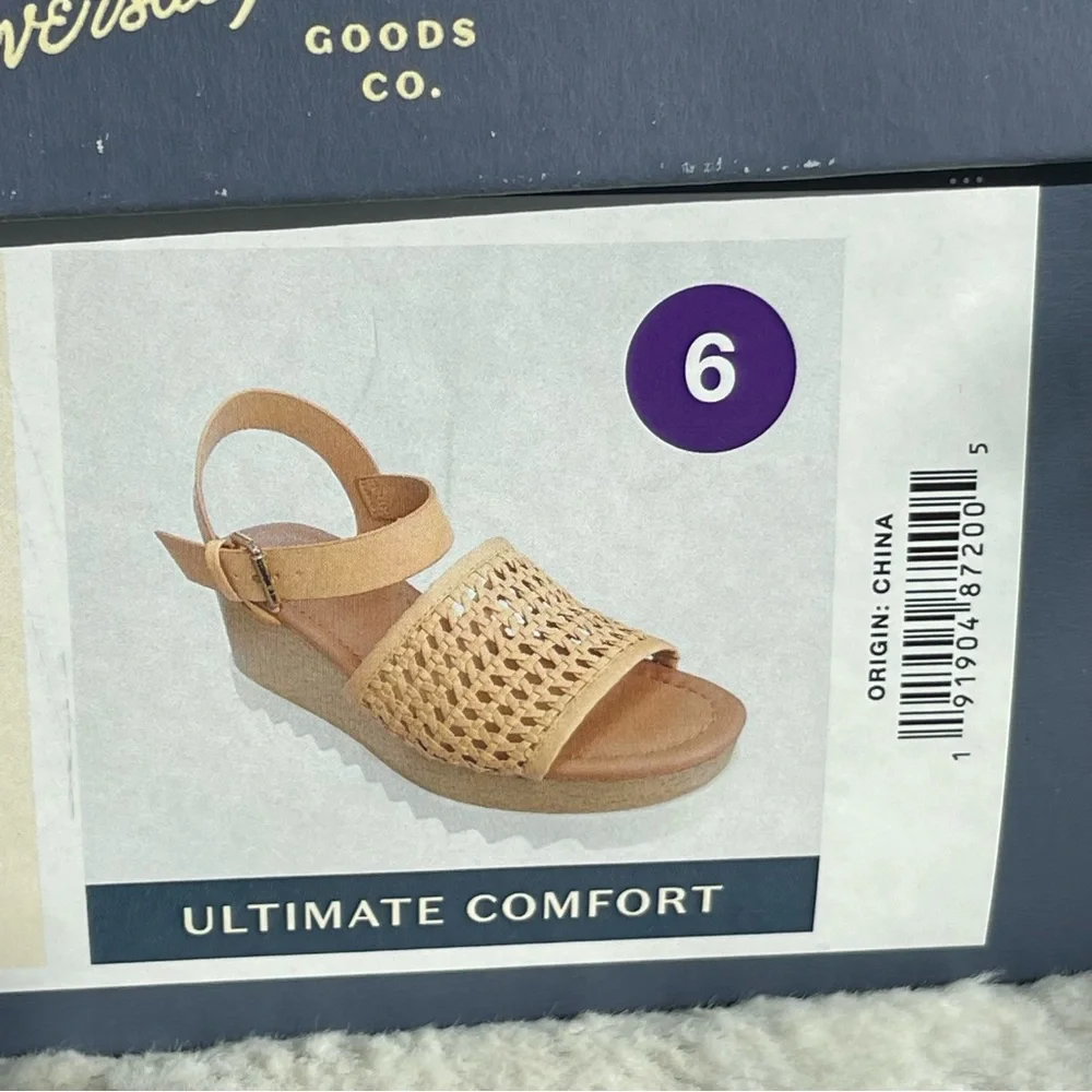 Universal Thread Alba Memory Foam Wedge Platform Sandals, Tan, Women's